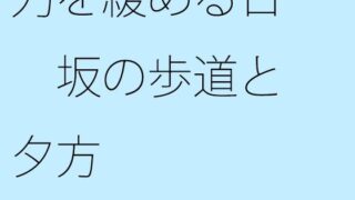 힘을 푸는 날 언덕의 보도와 저녁