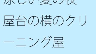 시원한 여름 밤 포장 마차 옆 청소 가게